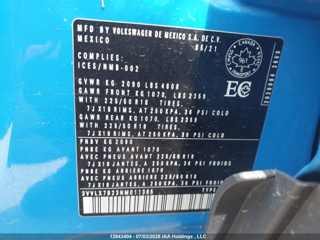 Volkswagen Taos 2022 3VVLX7B23NM011385 Image 18