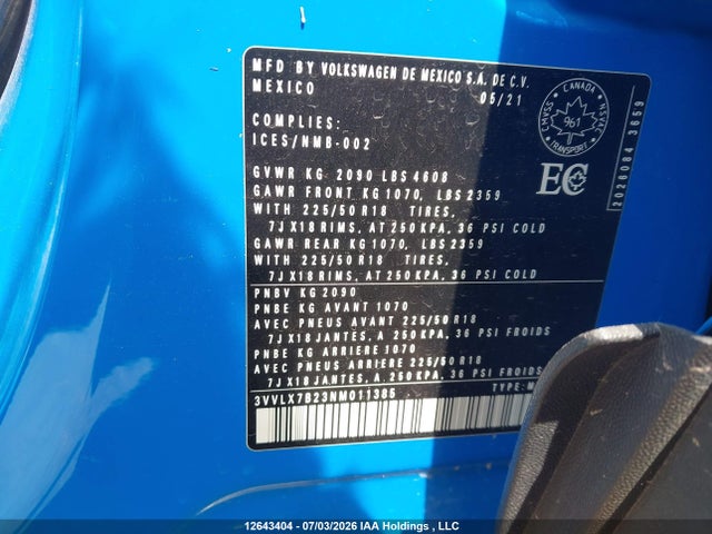 Volkswagen Taos 2022 3VVLX7B23NM011385 Image 9