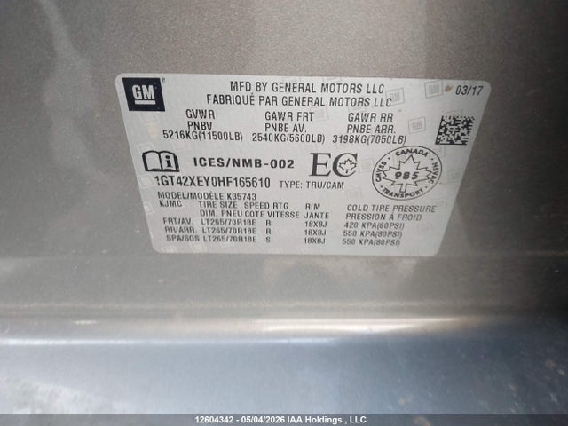 1GT42XEY0HF165610 GMC Sierra 3500hd Slt