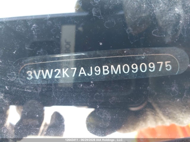 Aukcja sprzedaży 2011 Volkswagen Jetta 2.0l Trendline/2.0l Trendline+, vin: 3VW2K7AJ9BM090975, numer aukcji: 12643411