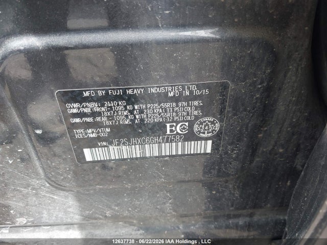 Subaru Forester 2.0xt Touring 2016 JF2SJHXC6GH477582 Image 9