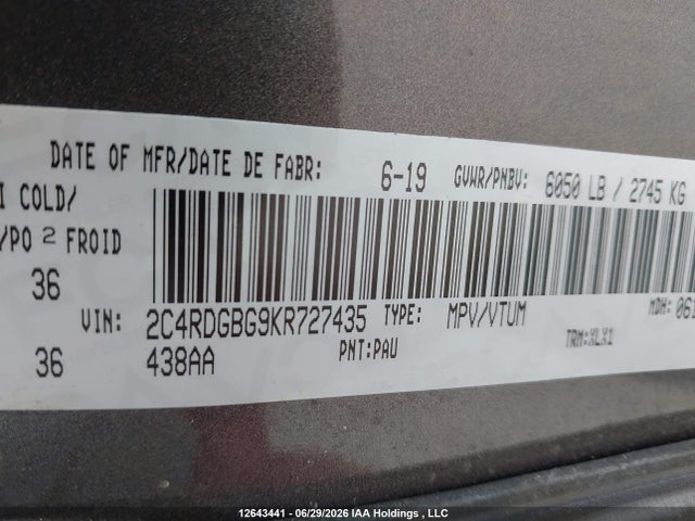 Dodge Grand Caravan Se 2019 2C4RDGBG9KR727435 Image 9