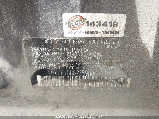 Aukcja sprzedaży 2009 Subaru Impreza, vin: JF1GH62659H809848, numer aukcji: 12643466