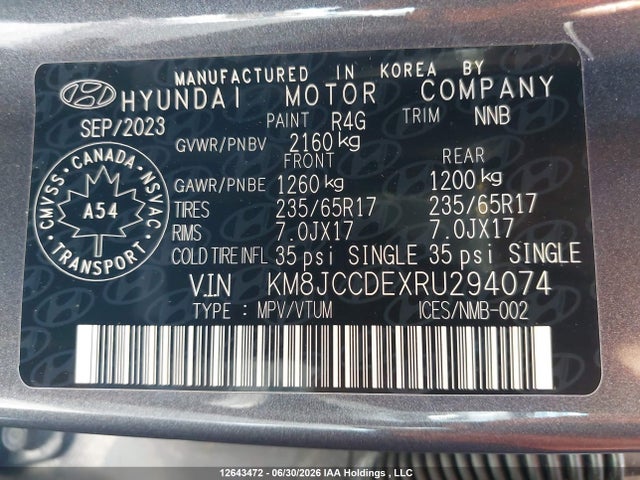KM8JCCDEXRU294074 Hyundai Tucson