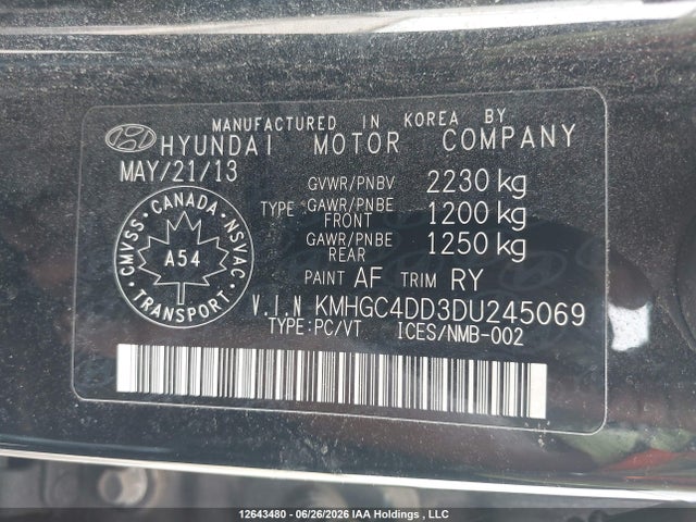 Aukcja sprzedaży 2013 Hyundai Genesis 3.8l, vin: KMHGC4DD3DU245069, numer aukcji: 12643480