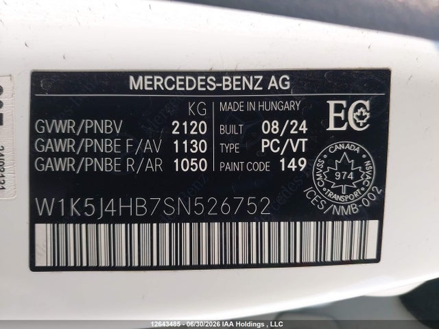 Продажа на аукционе авто 2025 Mercedes-benz Cla 250 Coupe 4matic, vin: W1K5J4HB7SN526752, номер лота: 12643485