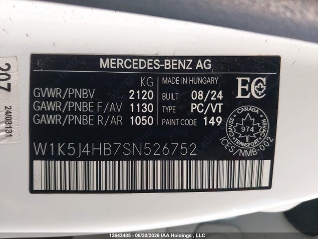 Продажа на аукционе авто 2025 Mercedes-benz Cla 250 Coupe 4matic, vin: W1K5J4HB7SN526752, номер лота: 12643485