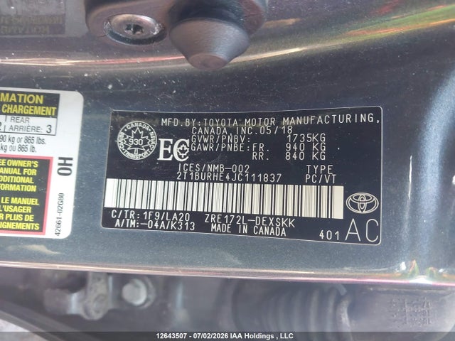Toyota COROLLA SE 2018 2T1BURHE4JC111837 Image 18