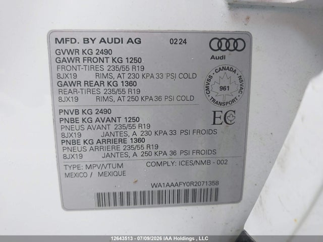 WA1AAAFY0R2071358 Audi Q5