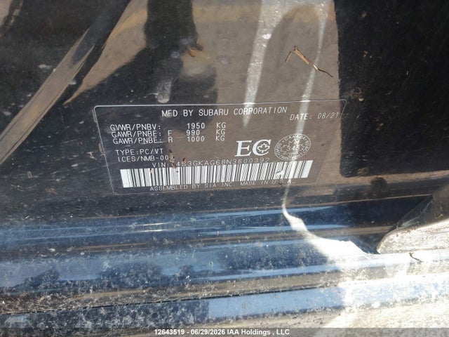 12643519 :رقم المزاد ، 4S3GKAG68N3600392 vin ، 2022 Subaru Impreza Sport With Eyesight 4-door مزاد بيع