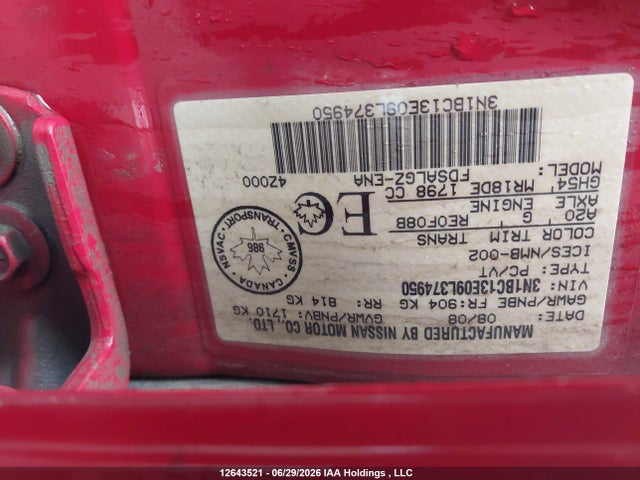 Aukcja sprzedaży 2009 Nissan Versa 1.8sl, vin: 3N1BC13E09L374950, numer aukcji: 12643521
