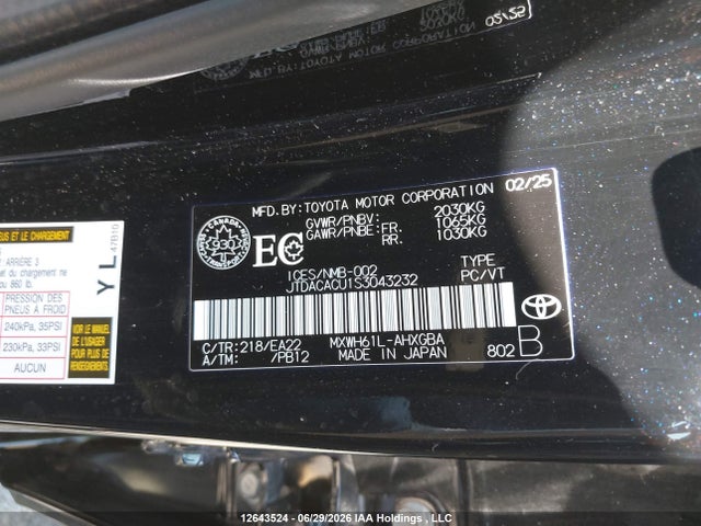 JTDACACU1S3043232 Toyota Prius Plug-in Hybrid Xse/xse Premium