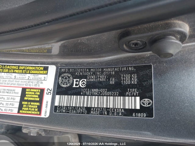 Toyota Camry 2018 4T1B21HK7JU505232 Image 9