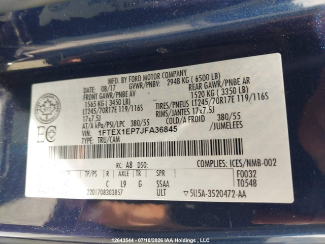 Ford F150 Super Cab 2018 1FTEX1EP7JFA36845 Image 19