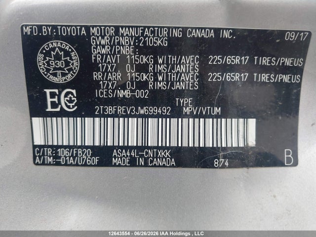 Toyota RAV4 LE 2018 2T3BFREV3JW699492 Image 9