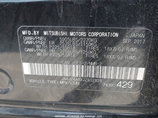 Mitsubishi Outlander 2018 JA4JZ4AXXJZ602828 Image 19