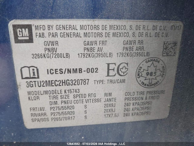 GMC Sierra 1500 Sle 2017 3GTU2MEC2HG320787 Image 21