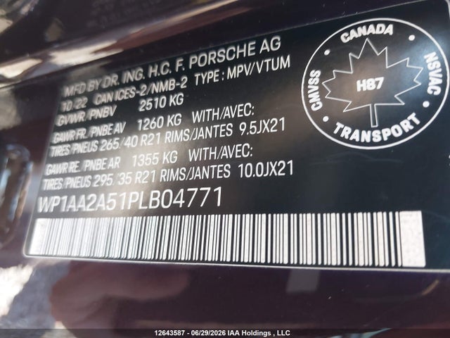 WP1AA2A51PLB04771 Porsche Macan T