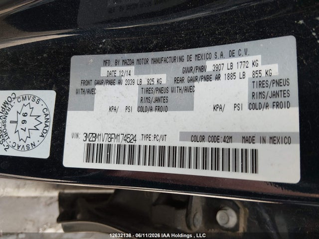 Mazda 3 TOURING 2015 3MZBM1V78FM174524 Image 9
