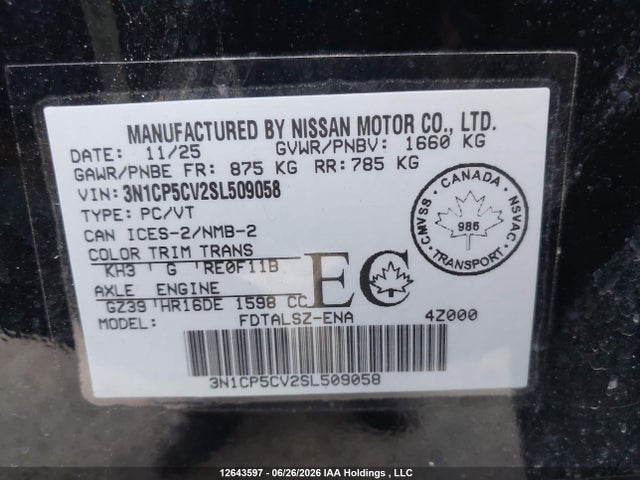 Nissan Kicks Play Sv 2025 3N1CP5CV2SL509058 Image 19