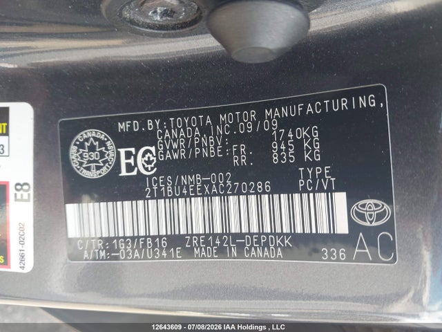 2010 Toyota Corolla S/le/xle მანქანა იყიდება აუქციონზე, vin: 2T1BU4EEXAC270286, აუქციონის ნომერი: 12643609