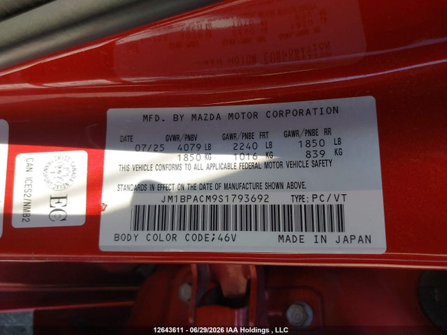 JM1BPACM9S1793692 Mazda 3 Preferred