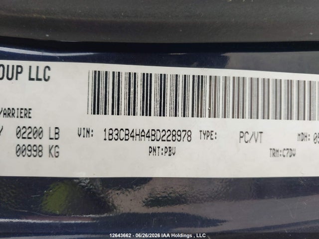 2011 Dodge Caliber Sxt მანქანა იყიდება აუქციონზე, vin: 1B3CB4HA4BD228978, აუქციონის ნომერი: 12643662