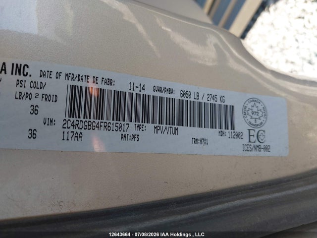 Dodge Grand Caravan 2015 2C4RDGBG4FR615017 Image 9