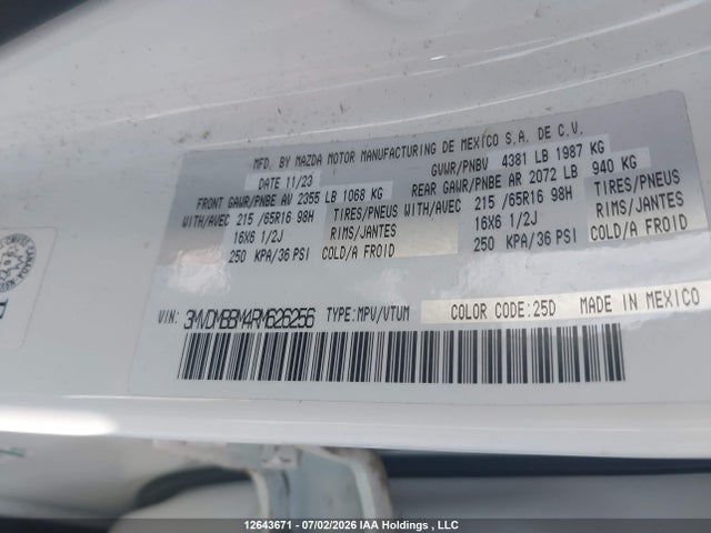 2024 Mazda Cx-30 Gx მანქანა იყიდება აუქციონზე, vin: 3MVDMBBM4RM626256, აუქციონის ნომერი: 12643671