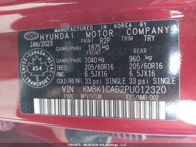 Hyundai Kona Essential Awd 2023 KM8K1CAB2PU012320 Image 18