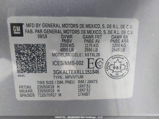 GMC Terrain Sle 2020 3GKALTEXXLL151846 Image 9