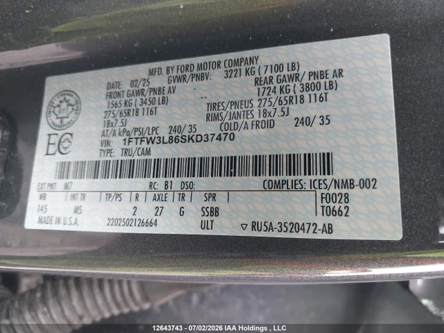 Ford F150 Xlt 2025 1FTFW3L86SKD37470 Image 18