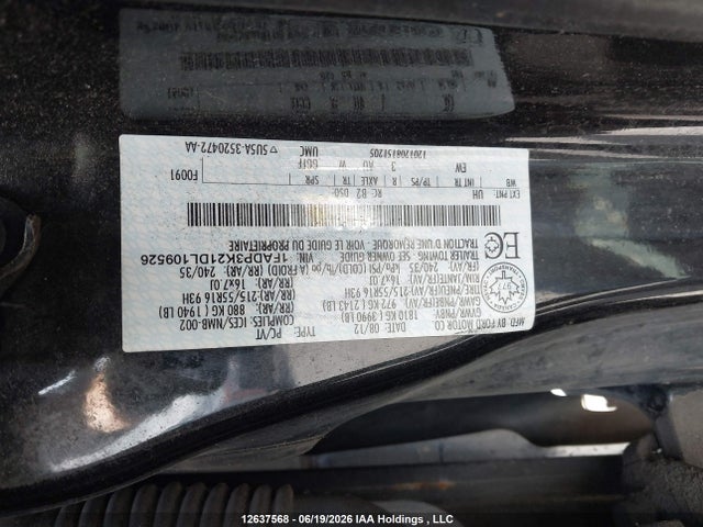 12637568 :رقم المزاد ، 1FADP3K21DL109526 vin ، 2013 Ford Focus Se مزاد بيع