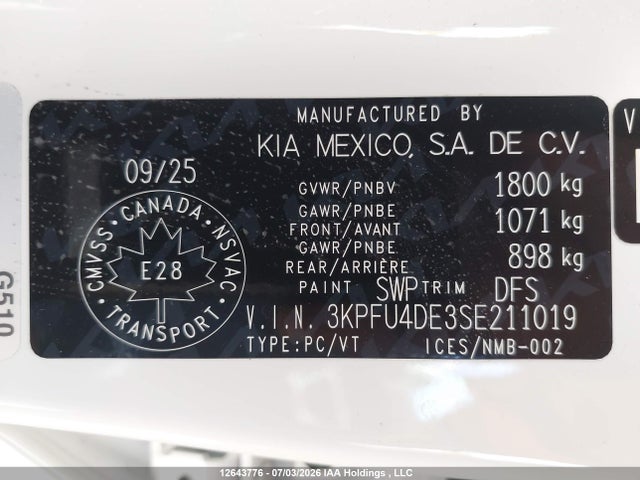 KIA K4 Ex/ex+ 2025 3KPFU4DE3SE211019 Image 9