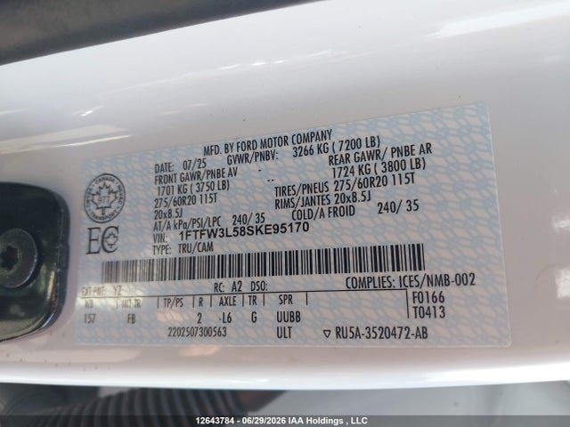 1FTFW3L58SKE95170 Ford F150 Xlt