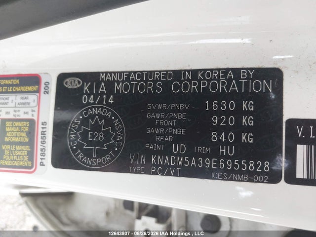KIA RIO LX 2014 KNADM5A39E6955828 Image 9