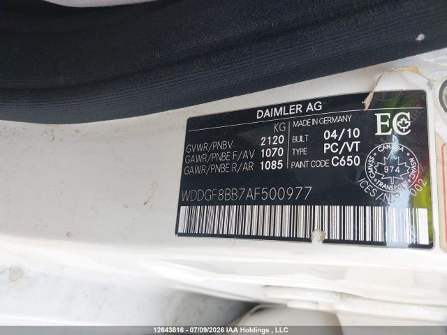 Aukcja sprzedaży 2010 Mercedes-benz C 300 4matic, vin: WDDGF8BB7AF500977, numer aukcji: 12643816