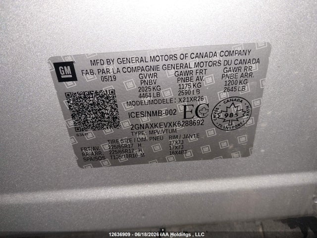 Chevrolet EQUINOX LT 2019 2GNAXKEVXK6288692 Image 19
