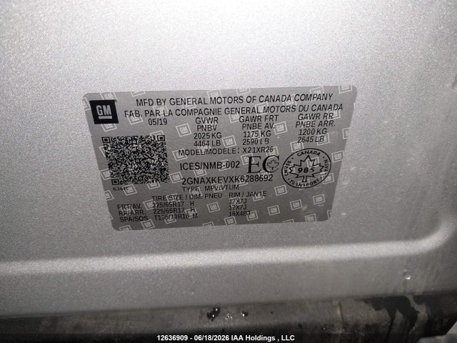 Chevrolet EQUINOX LT 2019 2GNAXKEVXK6288692 Image 9