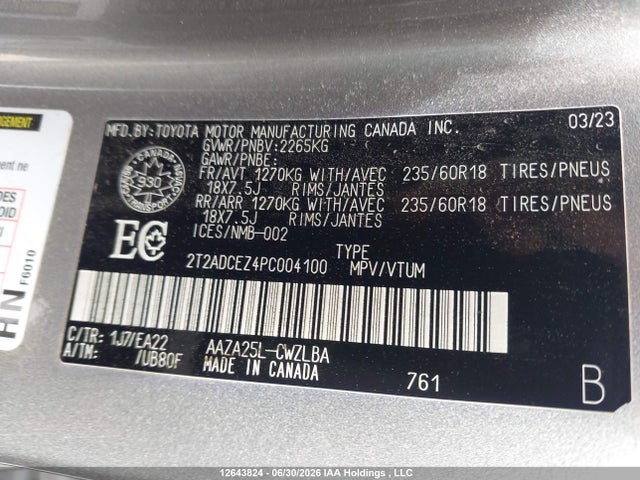 2023 Lexus Nx 250 მანქანა იყიდება აუქციონზე, vin: 2T2ADCEZ4PC004100, აუქციონის ნომერი: 12643824
