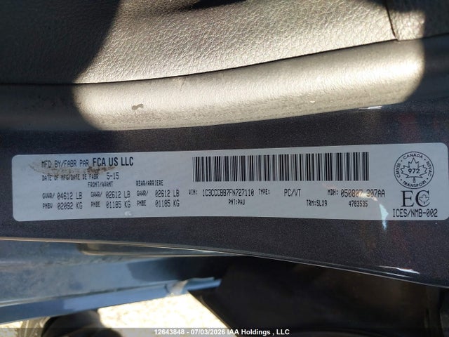 1C3CCCBB7FN727110 Chrysler 200 S