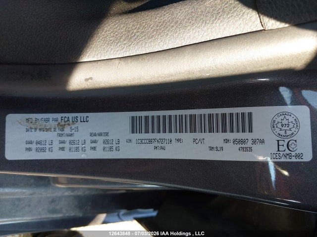 1C3CCCBB7FN727110 Chrysler 200 S