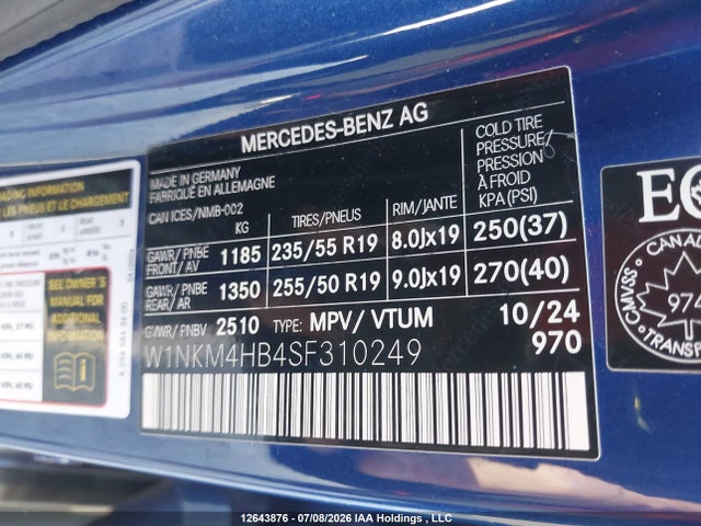 2025 Mercedes-benz Glc 300 4matic მანქანა იყიდება აუქციონზე, vin: W1NKM4HB4SF310249, აუქციონის ნომერი: 12643876