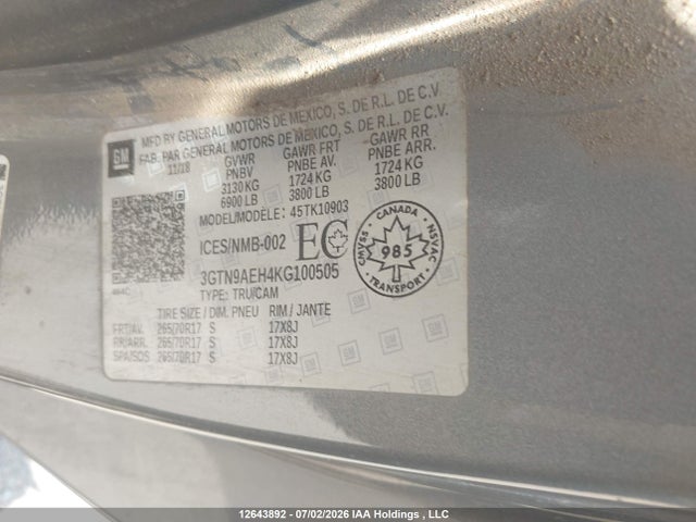 GMC Sierra K1500 2019 3GTN9AEH4KG100505 Image 18