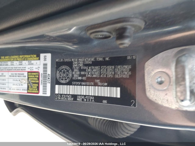 Продажа на аукционе авто 2010 Toyota Tundra Crewmax Sr5, vin: 5TFDY5F19AX155176, номер лота: 12643919
