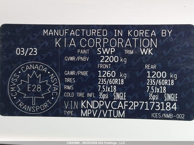 2023 Kia Sportage Ex მანქანა იყიდება აუქციონზე, vin: KNDPVCAF2P7173184, აუქციონის ნომერი: 12643960