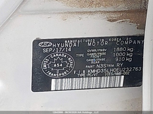 12643986 :رقم المزاد ، KMHD35LH0EU232763 vin ، 2014 Hyundai Elantra Gt Se مزاد بيع