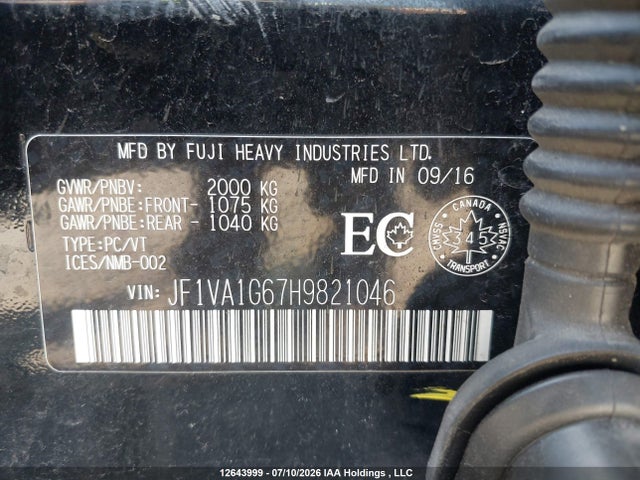 JF1VA1G67H9821046 Subaru WRX