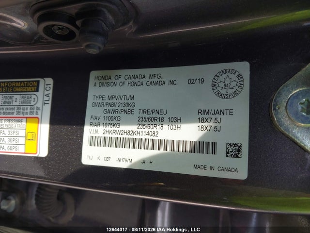 Honda CR-V EXL 2019 2HKRW2H82KH114082 Image 19