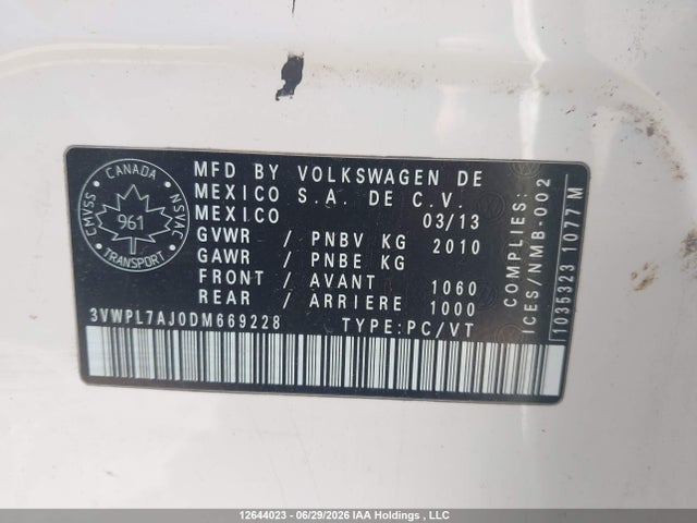 Продажа на аукционе авто 2013 Volkswagen Golf 2.0 Tdi Comfortline/2.0 Tdi Highline, vin: 3VWPL7AJ0DM669228, номер лота: 12644023